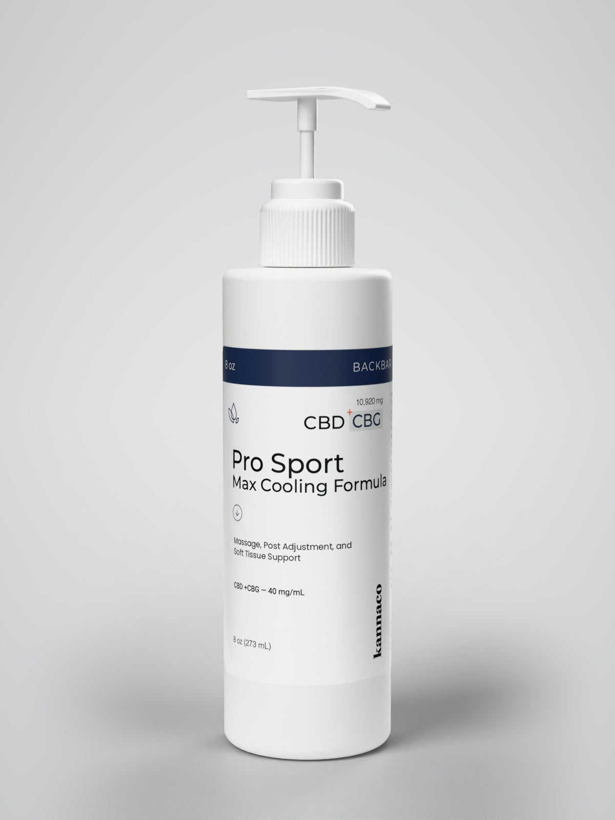 Kannaco Pro Sport 8 oz backbar bottle with the pump fitted and raised